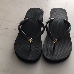 Tory Burch Black wedge flip flops Size 6.5